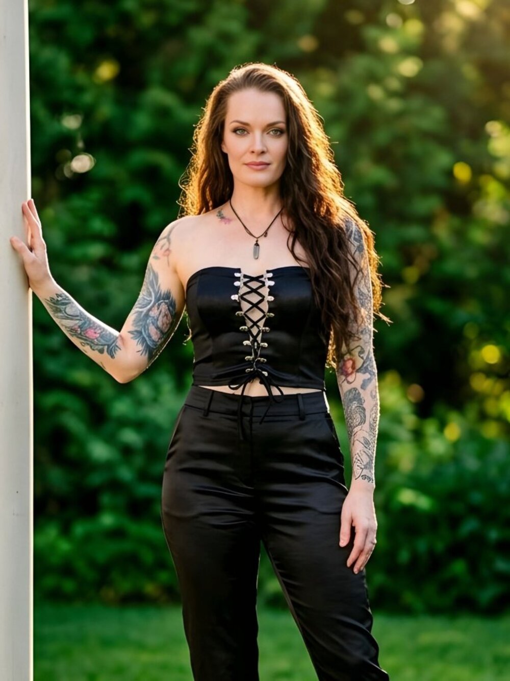 American Deadstock Dolls Kill Black Lace Up Front Strapless Tube Top Crop Sz L